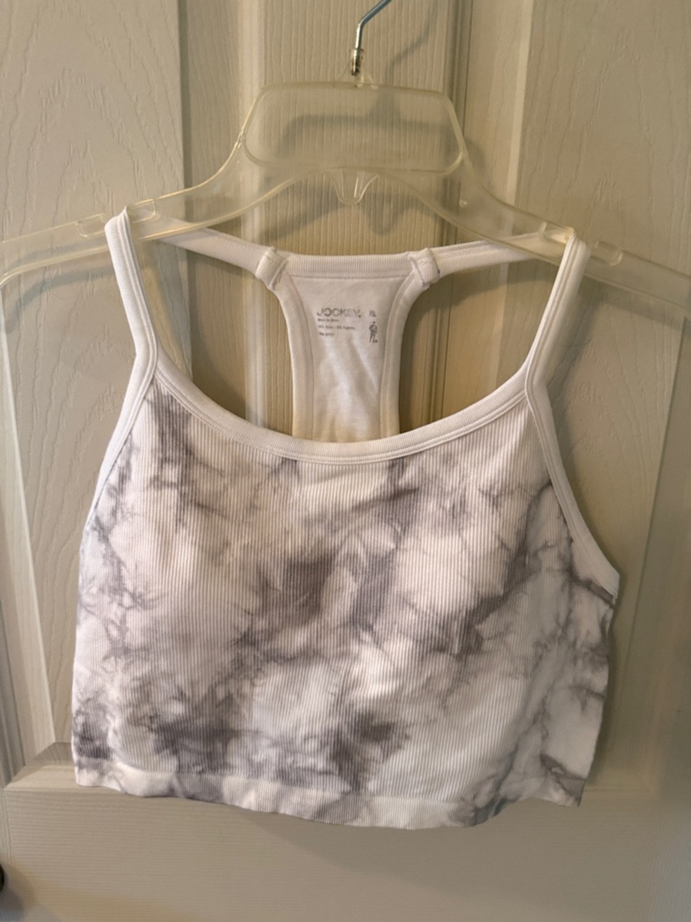 Jockey White Ribbed Racerback Crop Tank